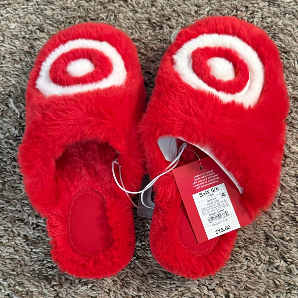 Target Red and White Fuzzy Slippers